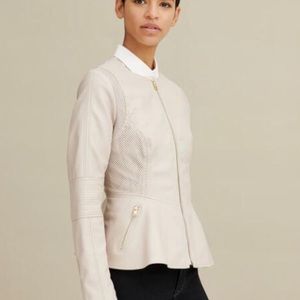 DESIGNER BRAND Peplum Faux-Leather Jacket